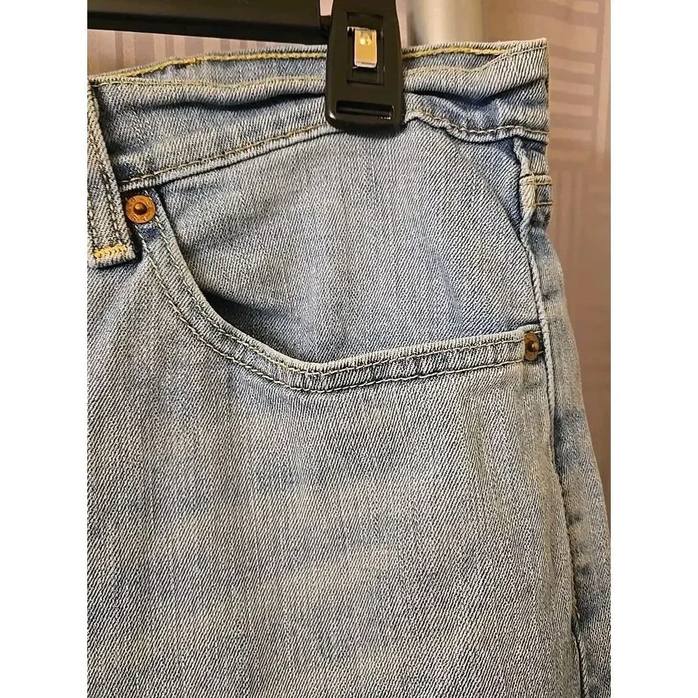 Levis 505 Jeans Men‎ 38X32 Blue Light Wash Denim Straight Stretch Pants Workwear